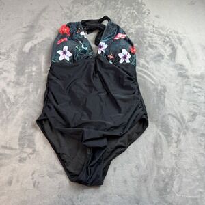 Aqua Eve Swimsuit‎ Womens 18W One Piece Halter Plus Size Floral Bathing Suit